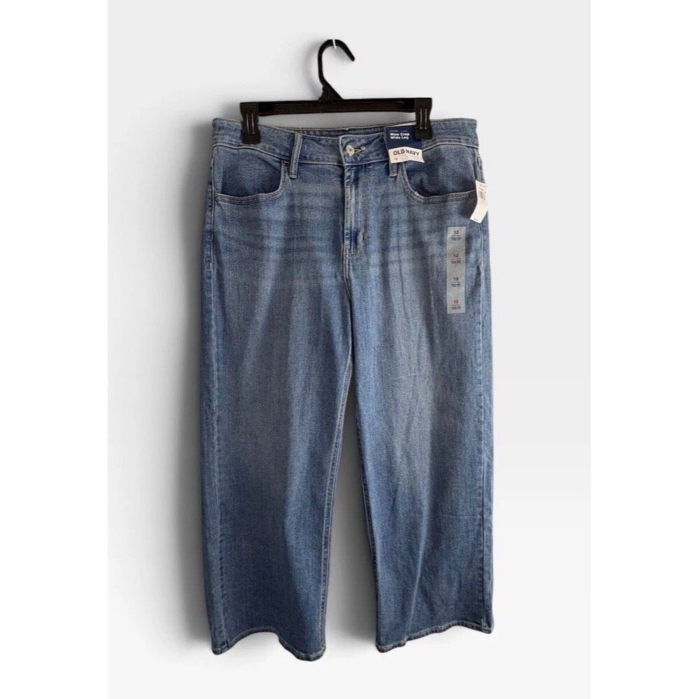 Old Navy Womens Jeans Adult Size 12 WOW Crop Wide Leg High Rise NEW